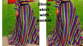 How to cut and sew a circle/ flare skirt with pockets.
