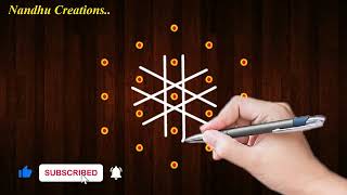 Easy melikala muggulu 🏵️ 5 dots chikku kolam with 5 dots #dailyrangoli #rangoli #dotsrangoli 