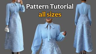 ✅️ The Secret to Quick & Elegant Long Dress Pattern Making | Beginner Friendly ✂️