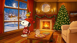 Snoopy’s Cozy Christmas Lofi 🎄🔥 | Fireplace Ambience & Holiday Music to Relax