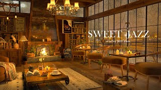 Another Warm Day in Cozy Coffee Shop | Soothing Jazz & Cracking Fireplace for Stress Relief