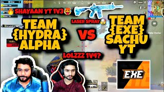 Team {Hydra} Alpha😱Shayaan 1v3🥵 || HYDRA vs EXE full Intense Fight🔥 LoLzZz 1v4? || PUBG MOBILE