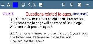Important age problems|Linear equations in one variable Class 8|CBSE|Practice video 2
