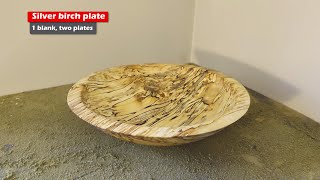 woodturning - Silver birch platter - 1 blank, 2 platters