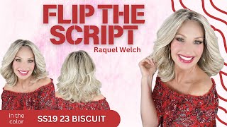 FLIP THE SCRIPT Wig in SS19 23 BISCUIT by Raquel Welch Eyelash bang off-center parting butterfly cut