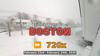 ⏩ Daily Time Lapse of the Boston Weather 180° 4k Street Cam February 23rd- 24th 2026 (720x) [Beta]