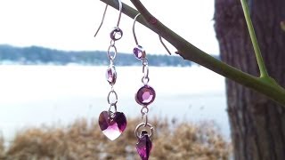 DIY Amethyst Crystal Heart Earrings | February Birthstone