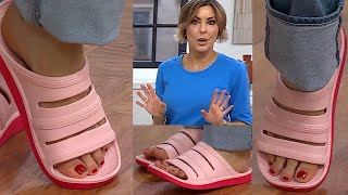 QVC tv - Cute Amy Stran & Models show off red toed sandals