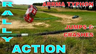 RALLY CAR RACING ACTION! RC JUMPS CRASHES FROM PADDLESWORTH RC PARK 1/8 SCALE ARRMA TYPHON TRAXXAS