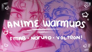 Anime Warmups! ✏️ ✨🌸  | Sketch with me!FMA, Naruto + Voltron Studies! | + Trying  Pomodoro Timers? 🤔