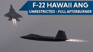HAWAII ANG F-22 UNRESTRICTED with AFTERBURNERS at SUNSET