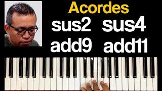 Acordes sus2, add9, add11 y sus4 en Piano