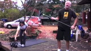 Outside Workout with Kettlebells, Mace and Wife!  Part 1