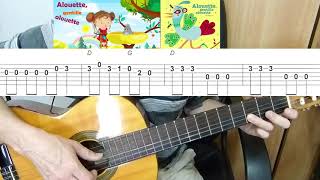 Guitar lesson - Alouette - Easy Guitar melody tutorial + TAB