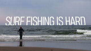 Surf Fishing Is Hard, Striped Bass Beach Fishing, broke a rod and destroyed some camera gear.