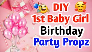 Birthday decoration idea for girl •easy party props making at home • poonam diy with creativity