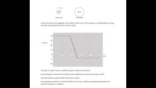 A ball B of mass 1.2 kg travelling at constant velocity collides head-on with a stationary ball S