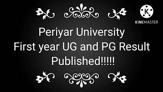 Periyar University First Year UG and PG Results Published!!!!