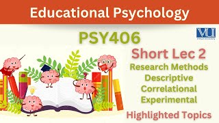 PSY406 Short Lecture 2_Educational Psychology_Research Method_Descriptive_Correlational_Experimental
