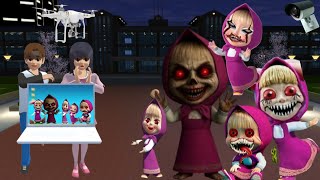 Mio Yuta Panicked 😨Seeing CCTV Recording 😱Five plus Masha Monsters👹 Attack in Sakura 
