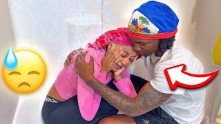 CRYING IN THE SHOWER 🚿 PRANK ON BOYFRIEND *HE GOT EMOTIONAL* 🥹😍
