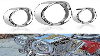 Motorcycle Headlight Trim 7" Ring Head Lamp Visor 4.5" LED Light For Harley Touring Road K