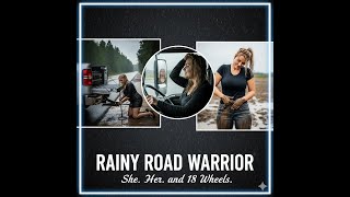 Rainy Road Warrior: She. Her and 18 Wheels. #TruckerGirl #GirlPower #FlatTireFix #RainyDayAdventures