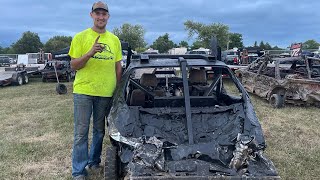 Effingham County Demo Derby! Teutopolis 2019 Grad Brayden Will wins 1st Derby in Weld Compact Heat 1