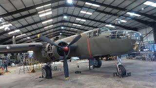 Assembly of B 25 bomber at East Kirkby 2022.
