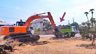 Amazingly videos new Excavator HITACHI helping to Dump Truck