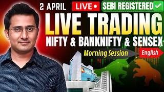 🔴Live Nifty intraday trading | sensex live trading | Live options trading | 2 April Part 1