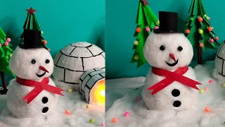 How to make Snowman with newspaper and cotton/DIY Snowman/Snowman with newspaper and cotton/Snowman