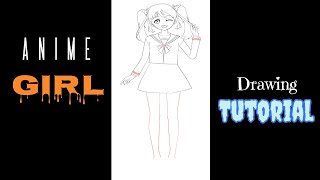 Easy & cute anime ❤️drawing | how to draw anime girl wearing skirt easy step-by-step