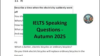 IELTS Speaking Questions - Autumn 2025 - Academic and General Training - (ESL English Practice)