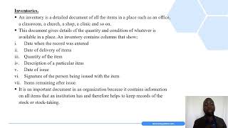 Inventories Lesson 13 - English Form 4 -Topic 2 - Writing - KCSE Lesson Notes & Videos