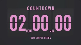2 Hour Countdown Timer ⏳ Flip Clock with Simple Beeps 💕🖤