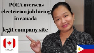 POEA overseas work, job hiring for electrician in canada, open for pilipino worker