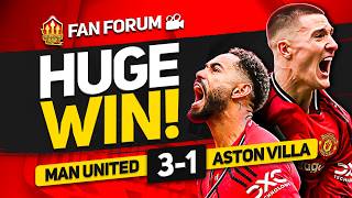 SUPER BRUNO! TOP 4 SECURE? Man United 3-1 Aston Villa | Fan's Forum