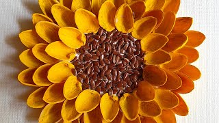 DIY Sunflower 🌻#sunflower,Diy crafts with pista shells#crafts#flowermaking #pista