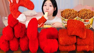 ASMR MUKBANG|Cheetos Party & Chilis! Chicken, Corn dog, Sausage, Black Bean Nooldles Eating