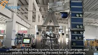 Fully automatic linear double-head capping machine for glass bottles containing coffee bean