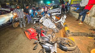 Car Crushes 6 Bikes, 2  Injured Near Mapusa Municipality. 