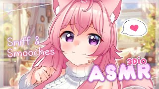 【3DIO ASMR】Catgirl Give You Sniffa and Smooches!🐱🩷With Fluffy Ear Picks and Blowing! [Vtuber]