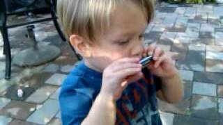2-year-old Jaxon on Harmonica