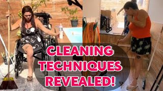 Amputee woman wheelchair user | adaptive cleaning techniques 