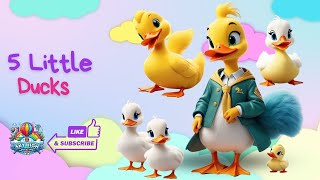 5 Little Ducks - Fun Nursery Rhyme for Kids with Lyrics | Sing Along & Learn!