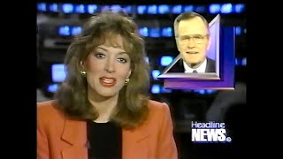 CNN Headline News | 1/9/92 | President George Bush Vomits On Prime Minister During Japan Visit | HW