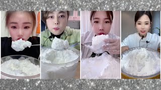 Random Ice Eating Collection (48) | 🧊🤍White Refrozen Ice with White Soya Milk Powder