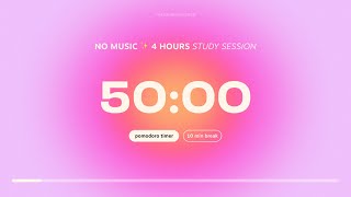 4-hour Pomodoro Timer for Studying | 🩷 Study Session with 10 min breaks | Aesthetic Focus Countdown