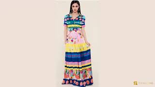 Abstract Print Tiered Maxi Dress